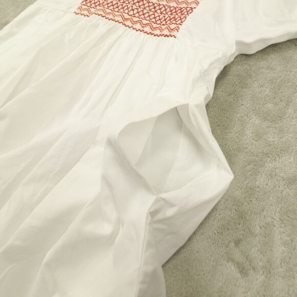 Madewell Embroidered White Poplin Puff‎ Sleeve V-Neck Mini Dress Size Small - Picture 4 of 10